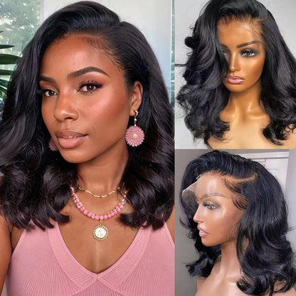 Body Wave Short Bob Wig 180 Density 13x4 Lace Front Human Hair wig Pre Plucked With Baby Hair