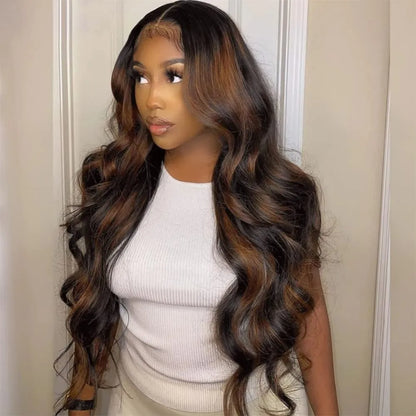 Highlight Lace Front Wig Human Hair 1B/30 Body Wave Ombre Lace Front Wig Human Hair