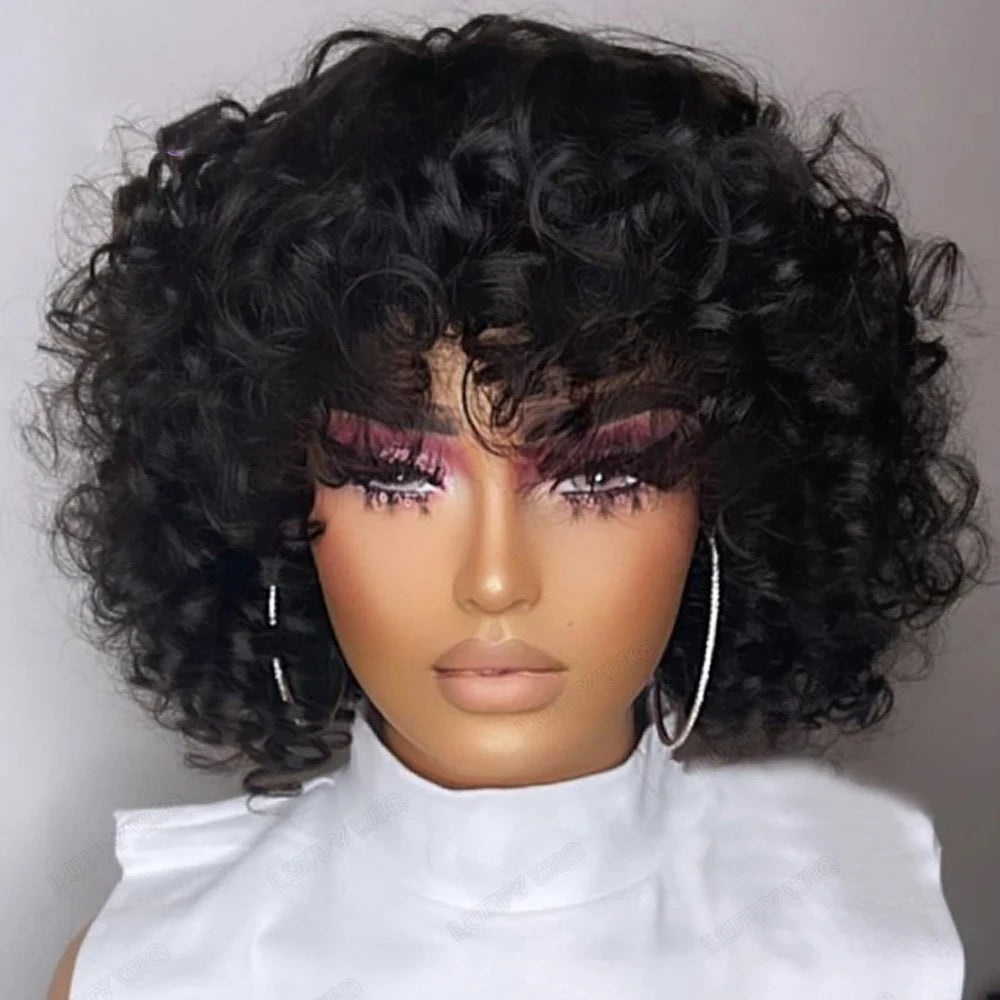 Afro Curly with Bang Short Bouncy Curly