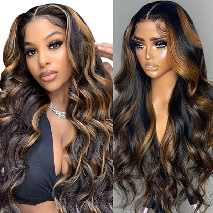 Highlight Lace Front Wig Human Hair 1B/30 Body Wave Ombre Lace Front Wig Human Hair