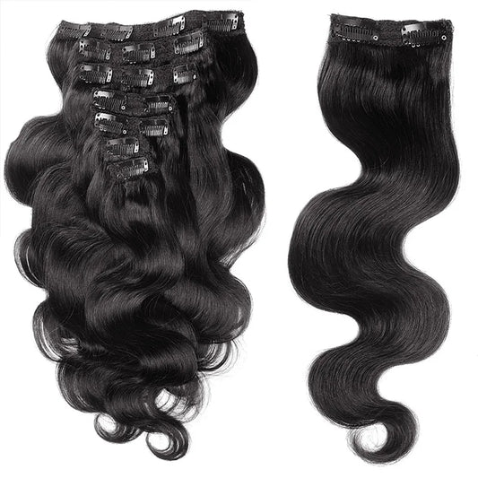 Brazilian Body Wave Remy Hair clips 7 pieces of hair extensions